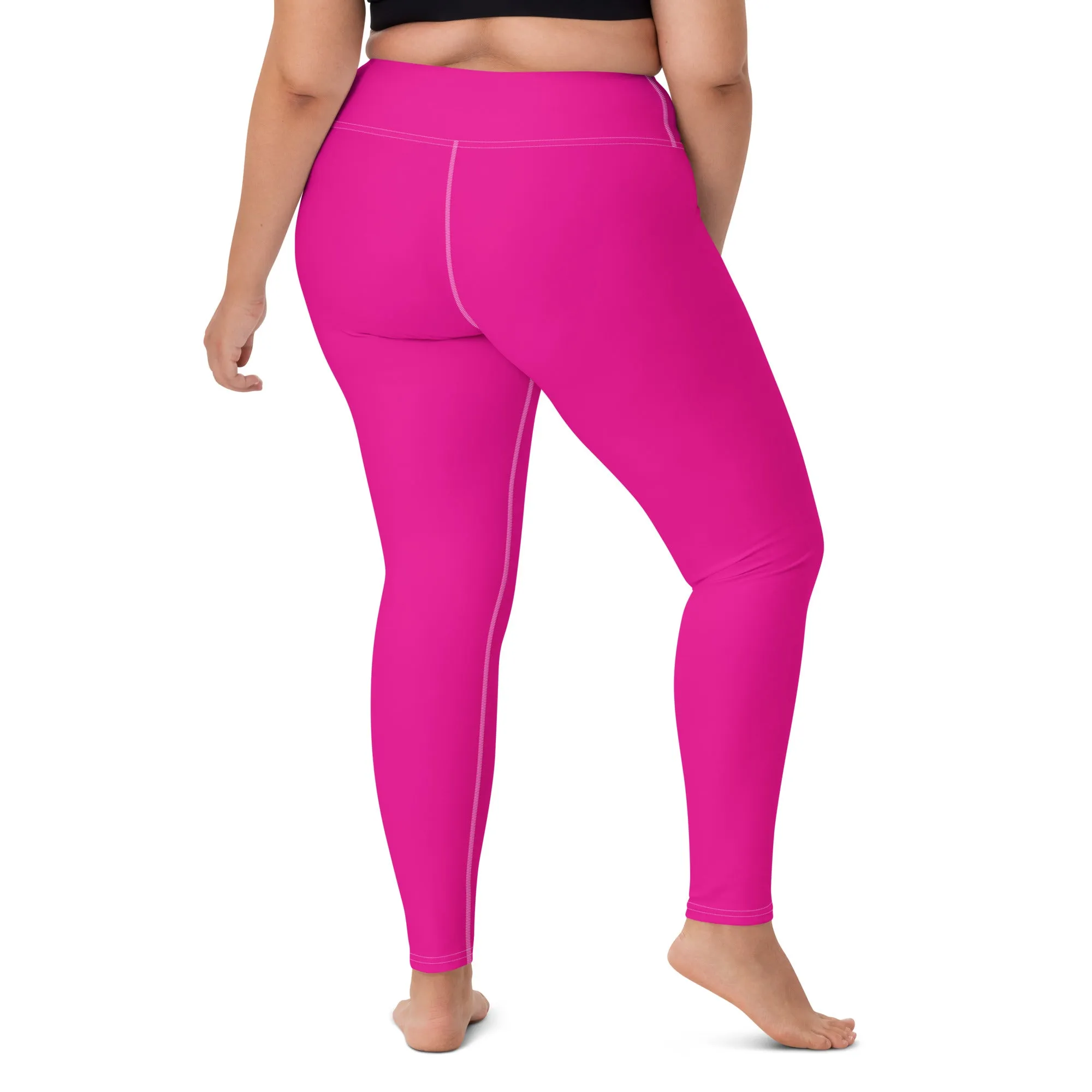 Versatile Style: Women's Solid Color Workout Yoga Pants - Hollywood Cerise