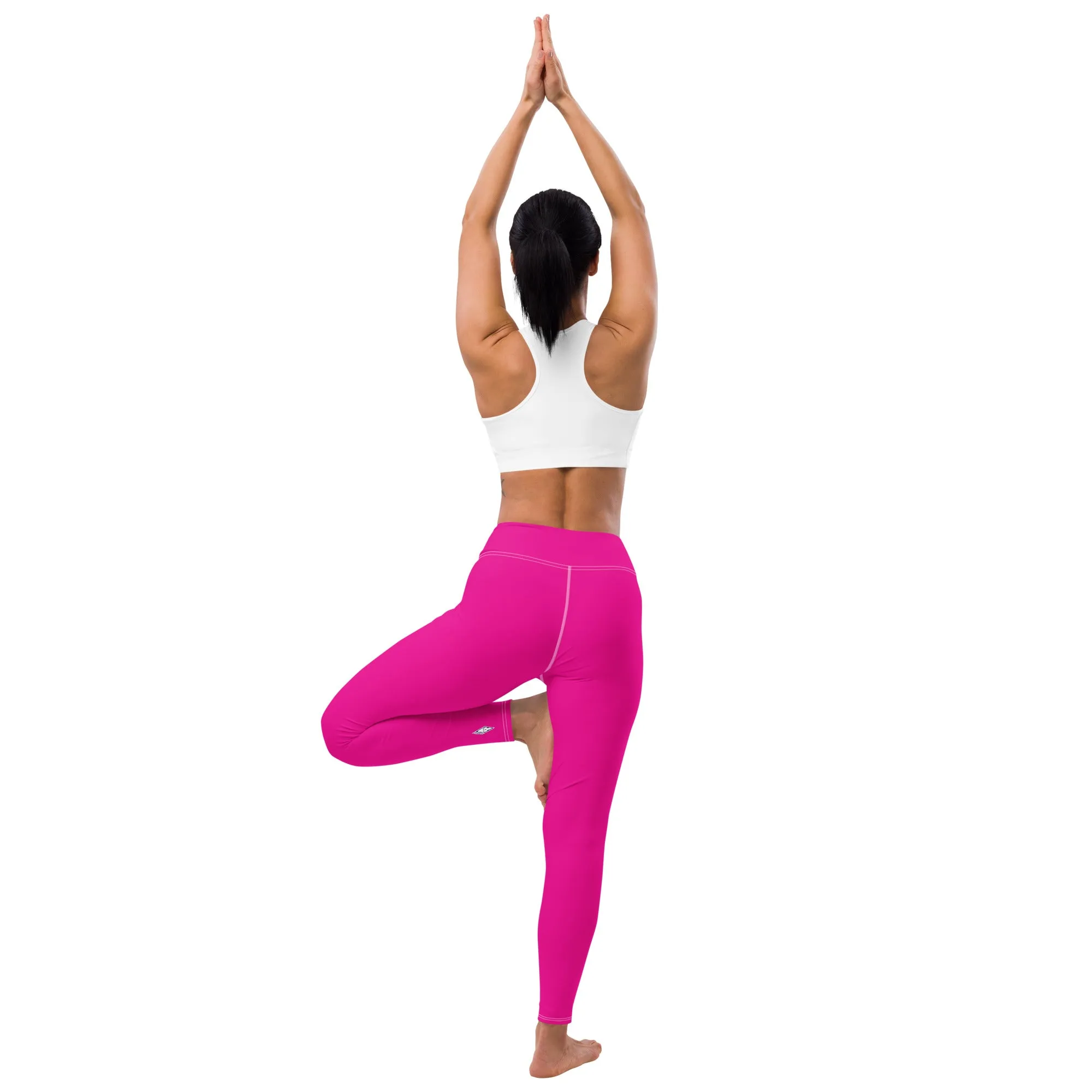 Versatile Style: Women's Solid Color Workout Yoga Pants - Hollywood Cerise