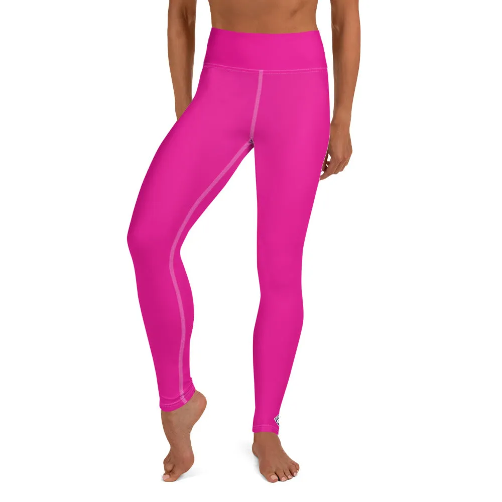 Versatile Style: Women's Solid Color Workout Yoga Pants - Hollywood Cerise