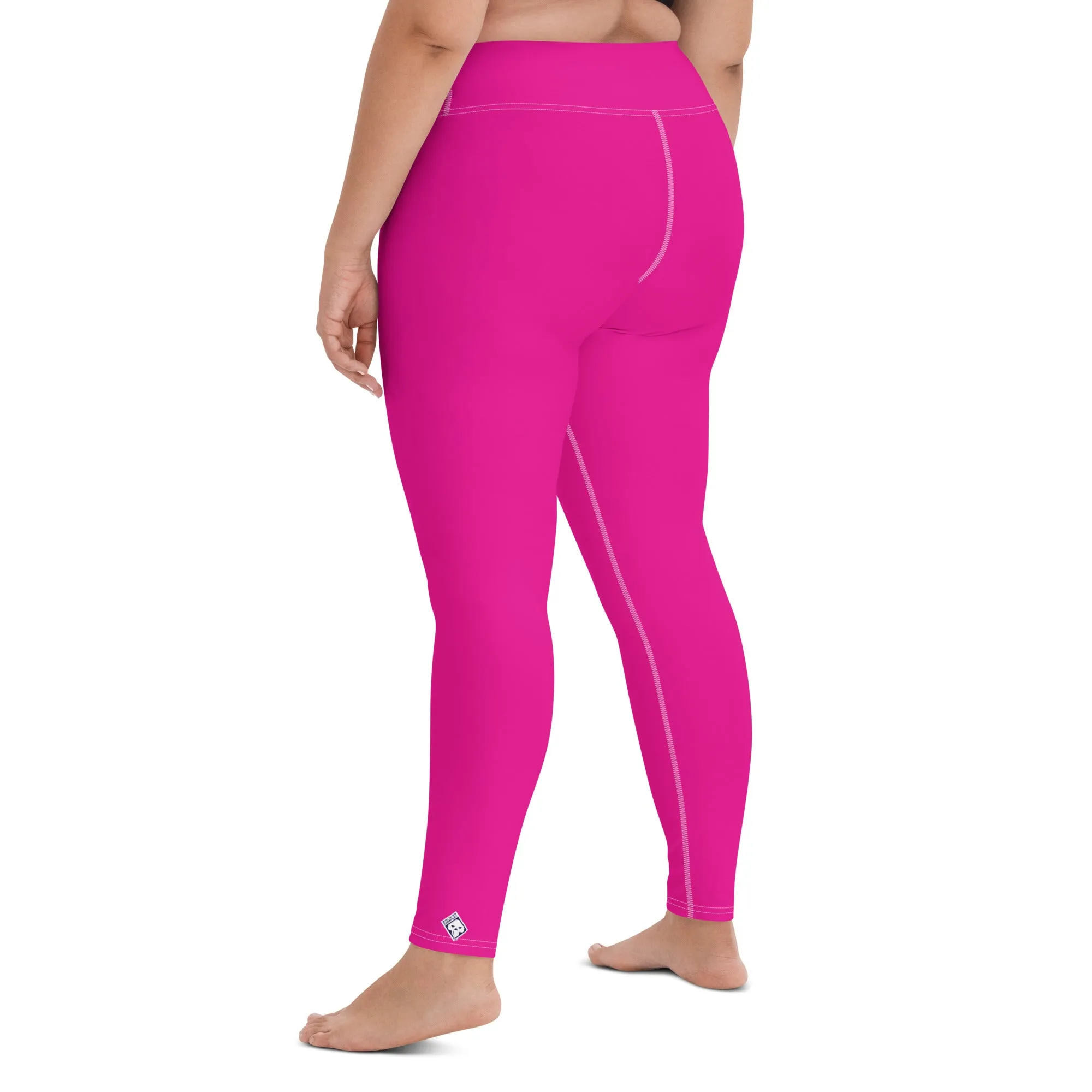 Versatile Style: Women's Solid Color Workout Yoga Pants - Hollywood Cerise