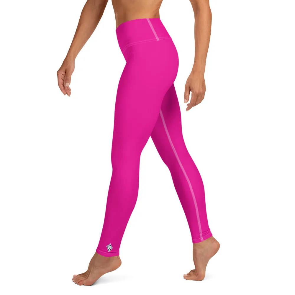 Versatile Style: Women's Solid Color Workout Yoga Pants - Hollywood Cerise