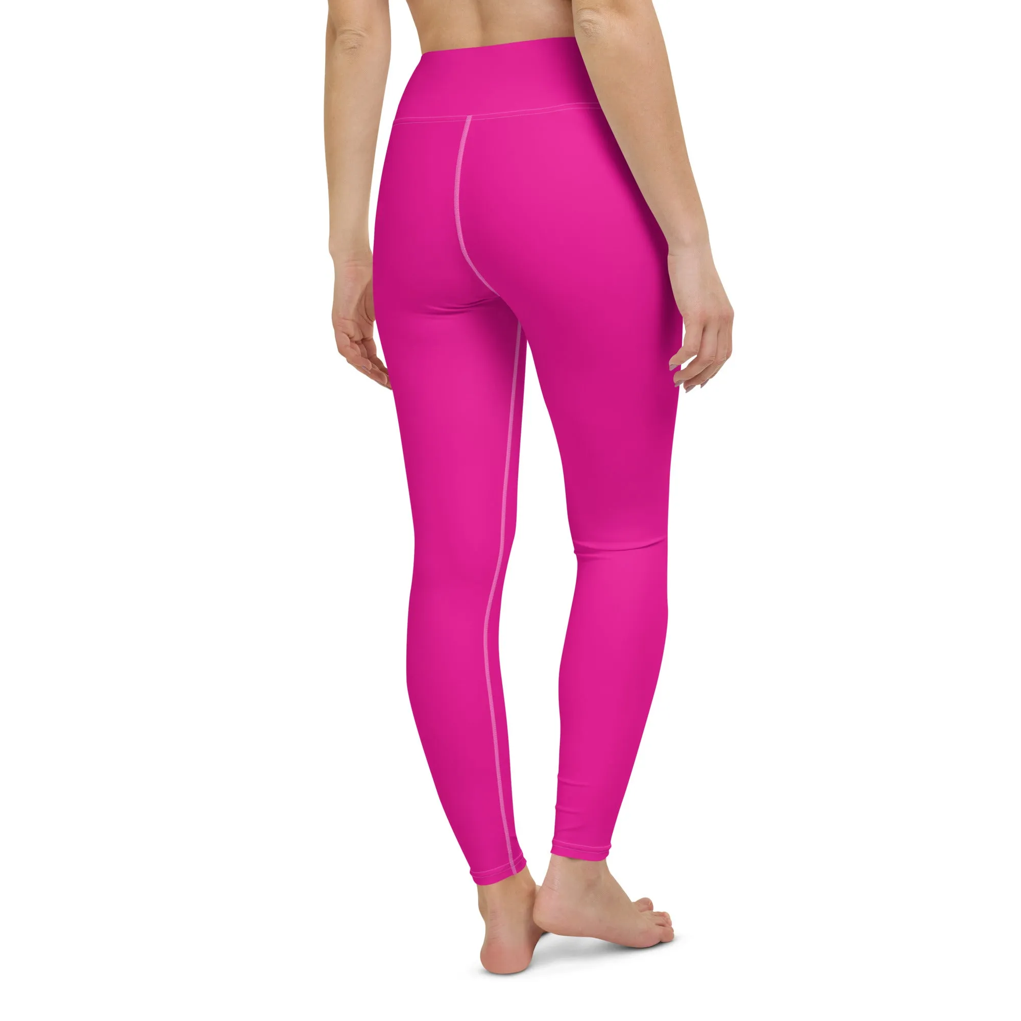 Versatile Style: Women's Solid Color Workout Yoga Pants - Hollywood Cerise