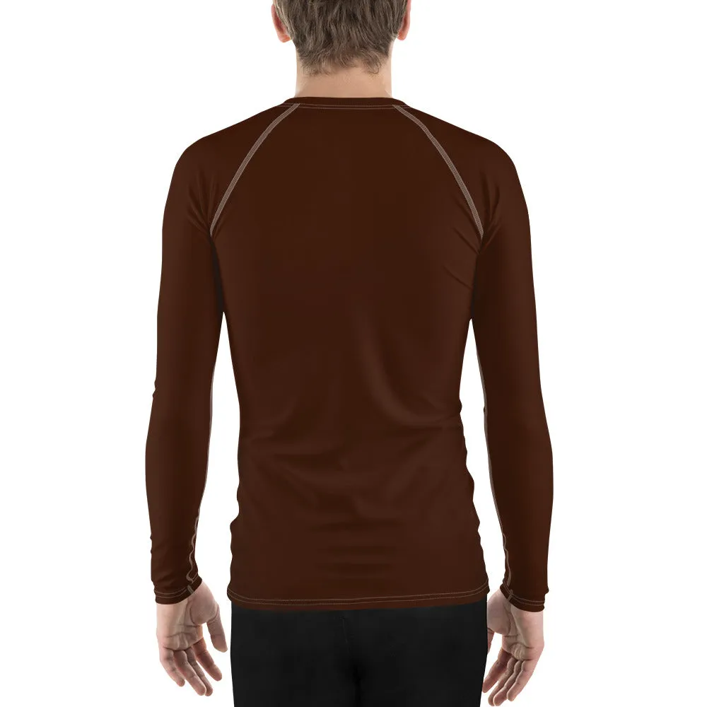 Versatile Vibes: Men's Solid Color Long Sleeve Rash Guard - Chocolate