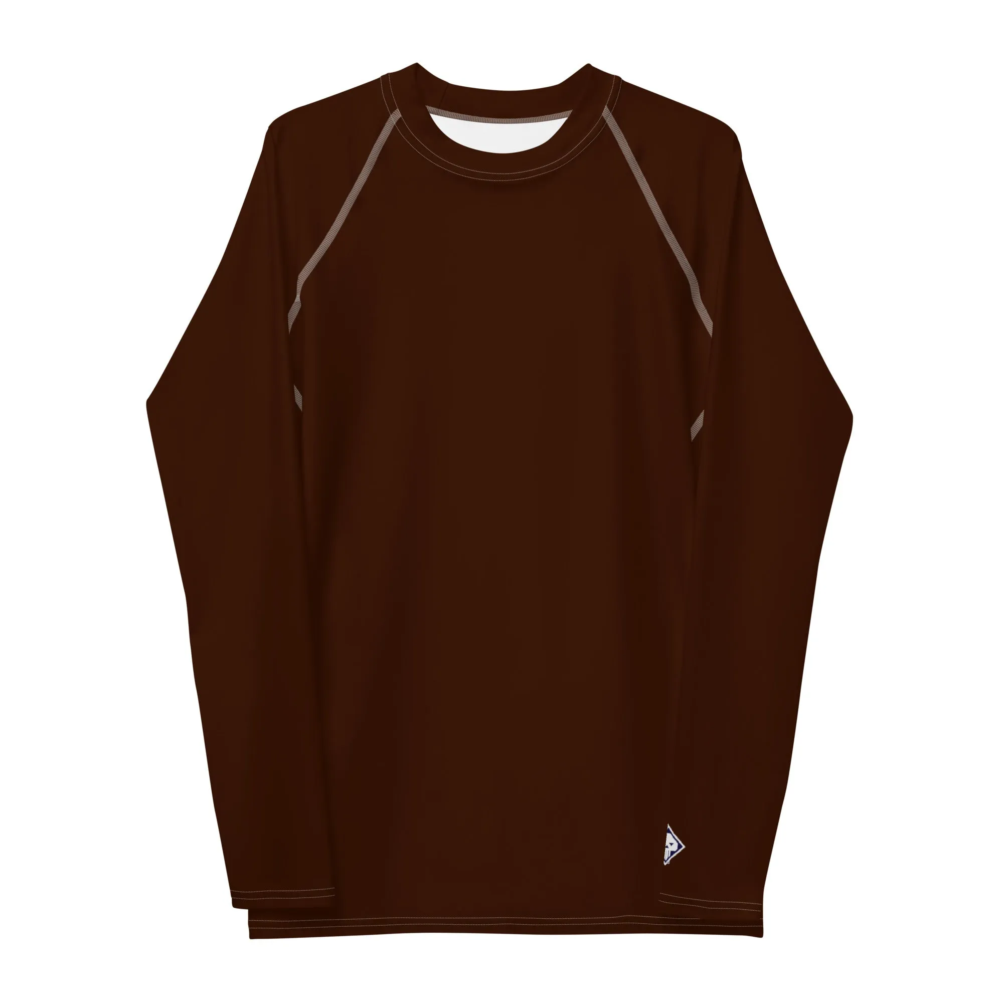 Versatile Vibes: Men's Solid Color Long Sleeve Rash Guard - Chocolate