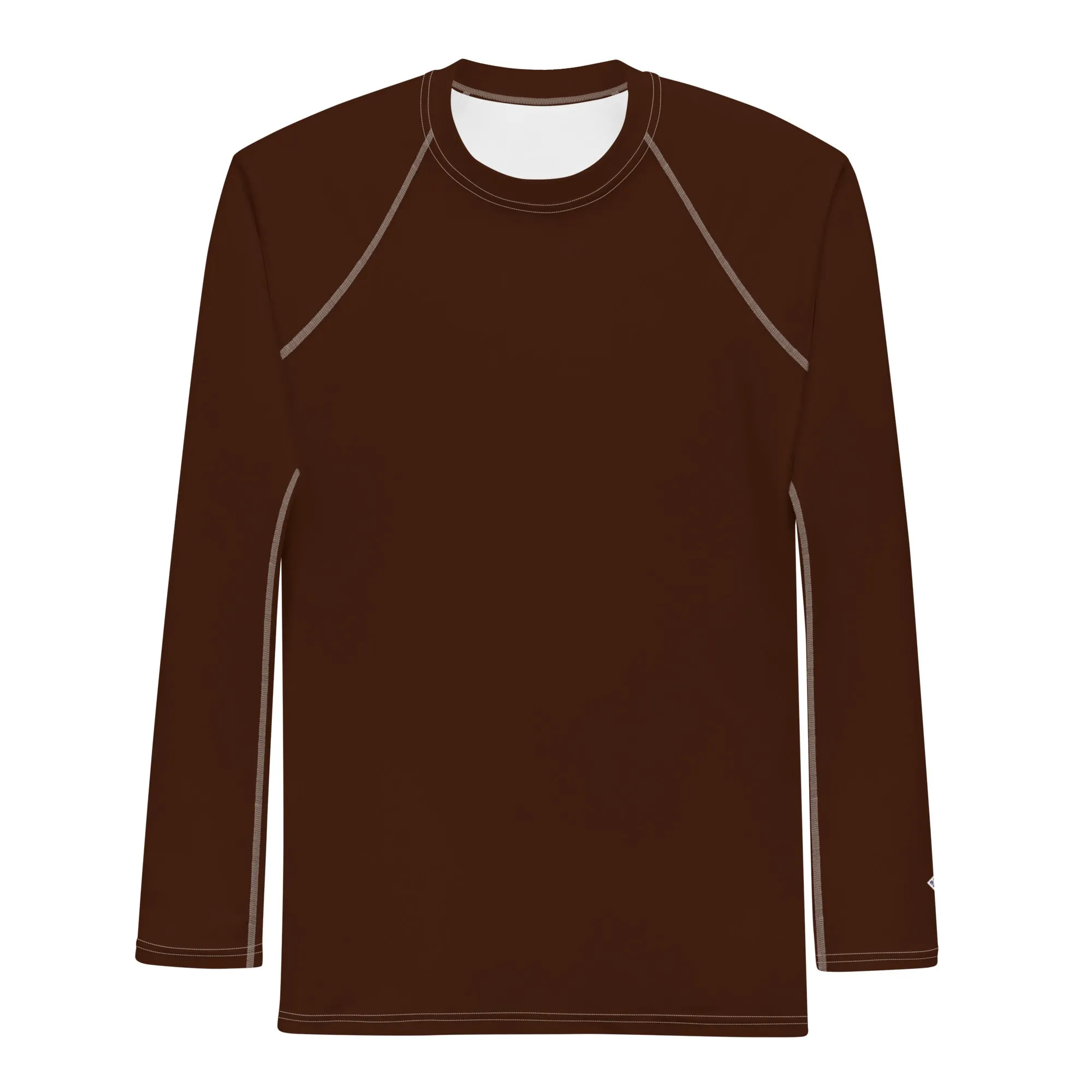 Versatile Vibes: Men's Solid Color Long Sleeve Rash Guard - Chocolate