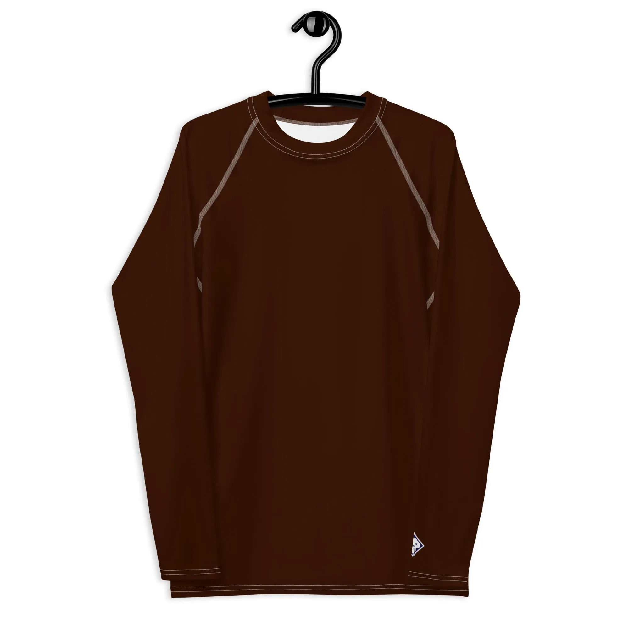 Versatile Vibes: Men's Solid Color Long Sleeve Rash Guard - Chocolate