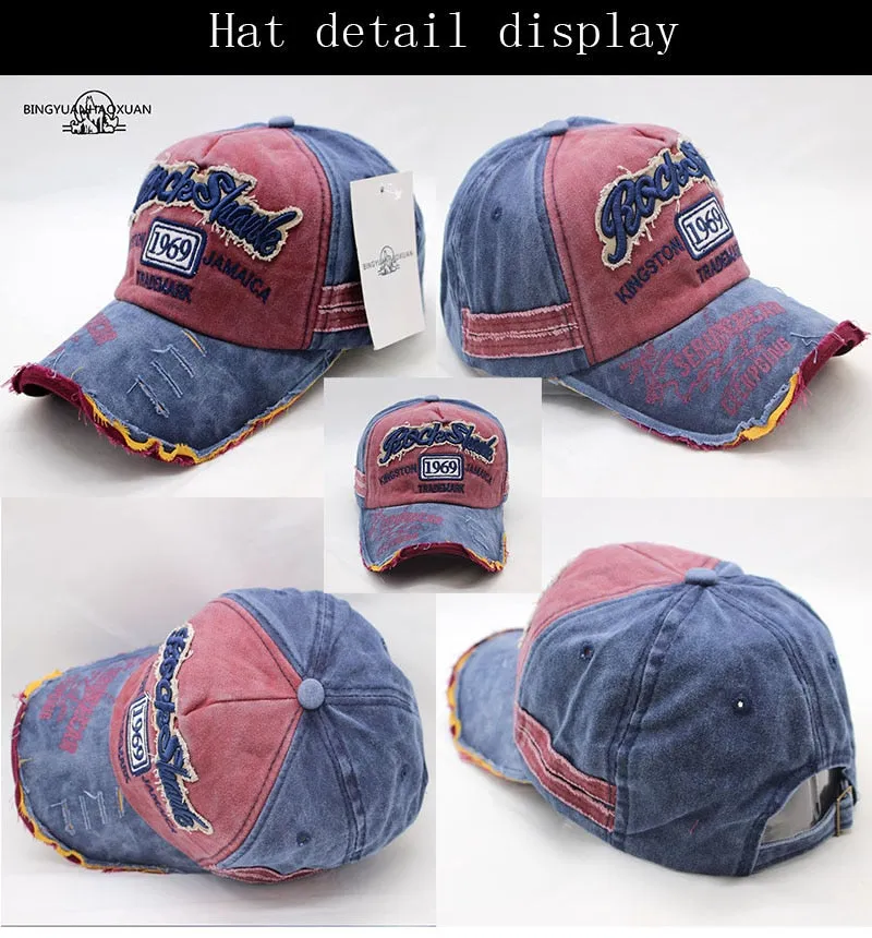 Vintage Washed Denim Cotton Sports Baseball Cap for Women and Men