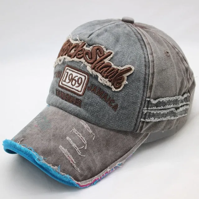 Vintage Washed Denim Cotton Sports Baseball Cap for Women and Men