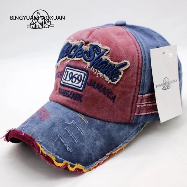 Vintage Washed Denim Cotton Sports Baseball Cap for Women and Men