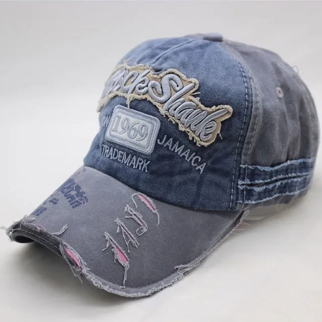 Vintage Washed Denim Cotton Sports Baseball Cap for Women and Men