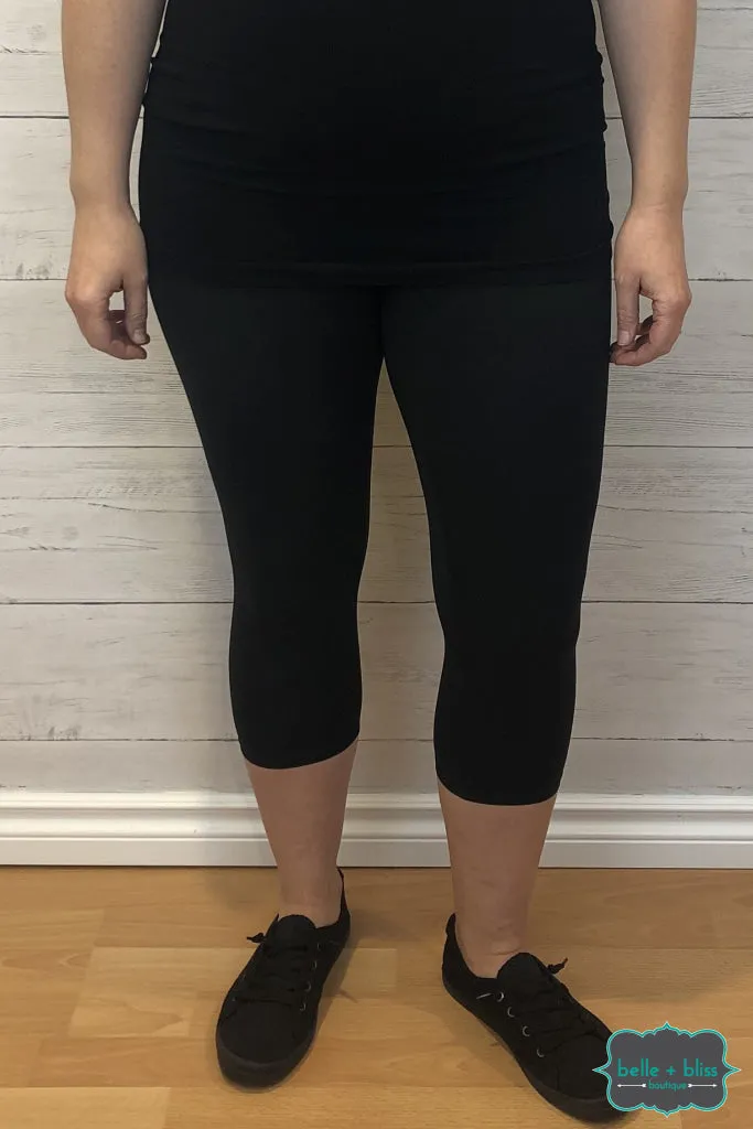 Wide Band CAPRI Leggings - Black - Regular and Plus