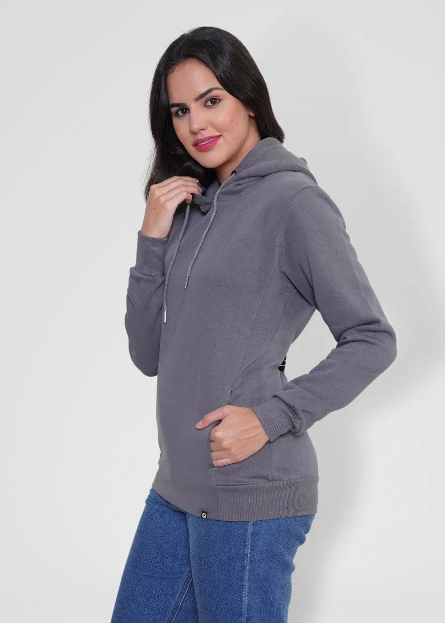 Women Fleece Hoodie Sweatshirt | Steel Grey | Pronk