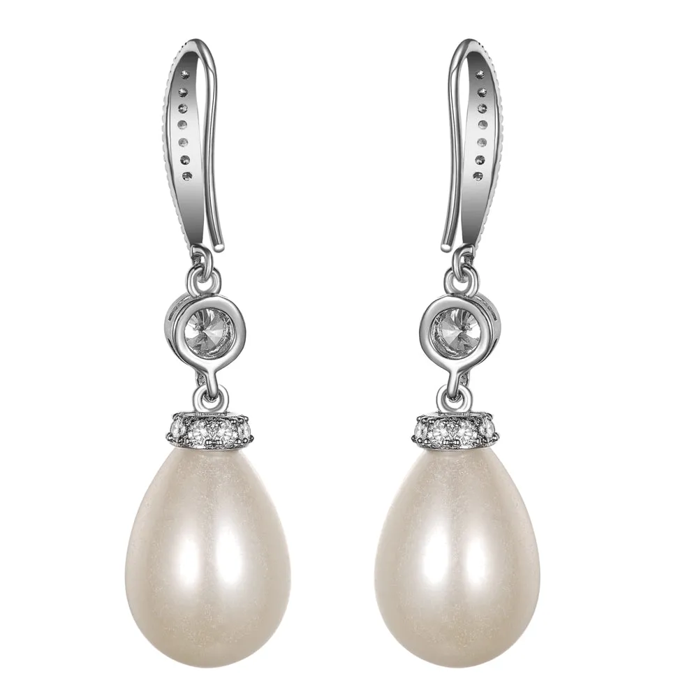 Women's Fashion CZ Bridal Wedding Pearl Earring