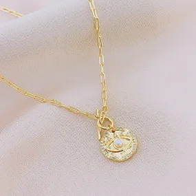 Women's Fashion CZ Evil eye Pendant Necklace