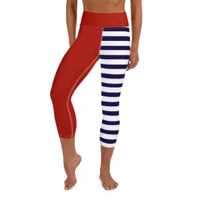 Yoga Capri Leggings Red, White and Blue