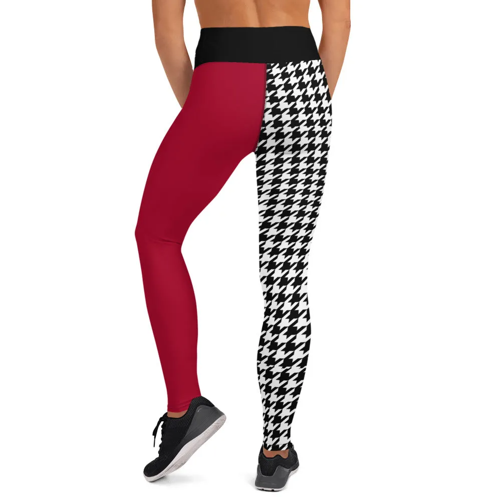 Yoga Leggings Red and Houndstooth