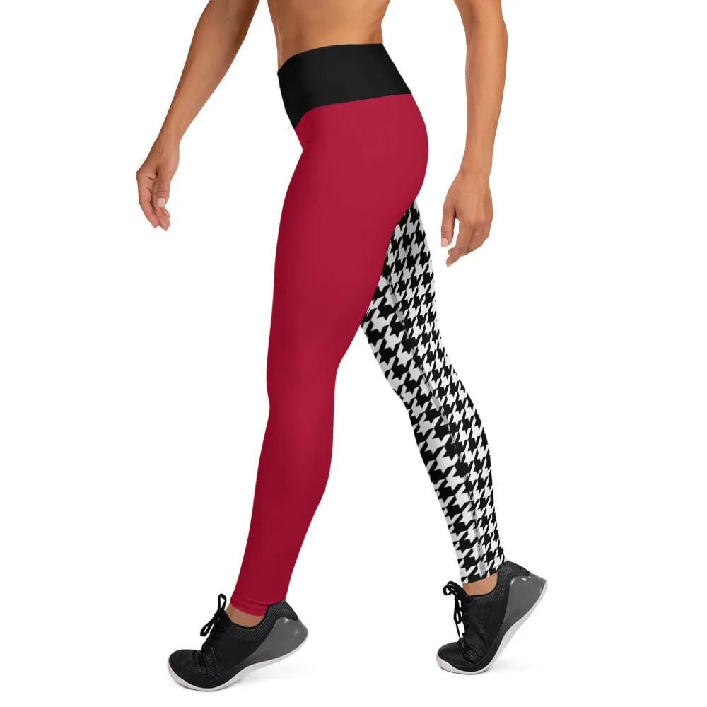 Yoga Leggings Red and Houndstooth