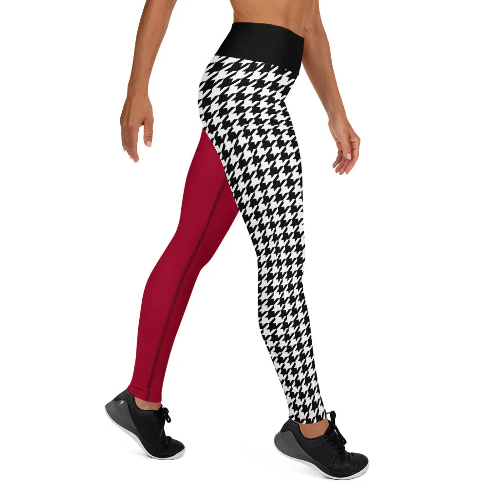 Yoga Leggings Red and Houndstooth